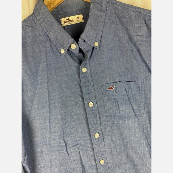 Hollister Blue Long Sleeve Casual Button Down Shirt Mens size Medium - Picture 1 of 9
